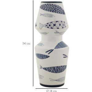 Mauro Ferretti vaso pesce doppio Ø 14x34 cm bianco blu