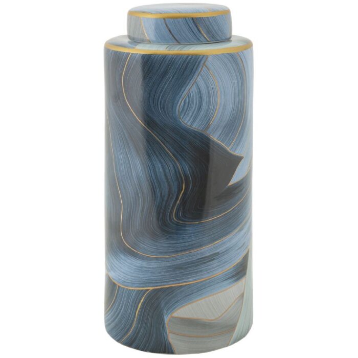 Mauro Ferretti Vaso Elegant Ø 15x34 cm blu oro con coperchio