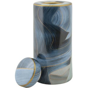 Mauro Ferretti Vaso Elegant Ø 15x34 cm blu oro con coperchio