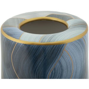 Mauro Ferretti Vaso Elegant Ø 15x34 cm blu oro con coperchio