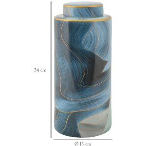 Mauro Ferretti Vaso Elegant Ø 15x34 cm blu oro con coperchio