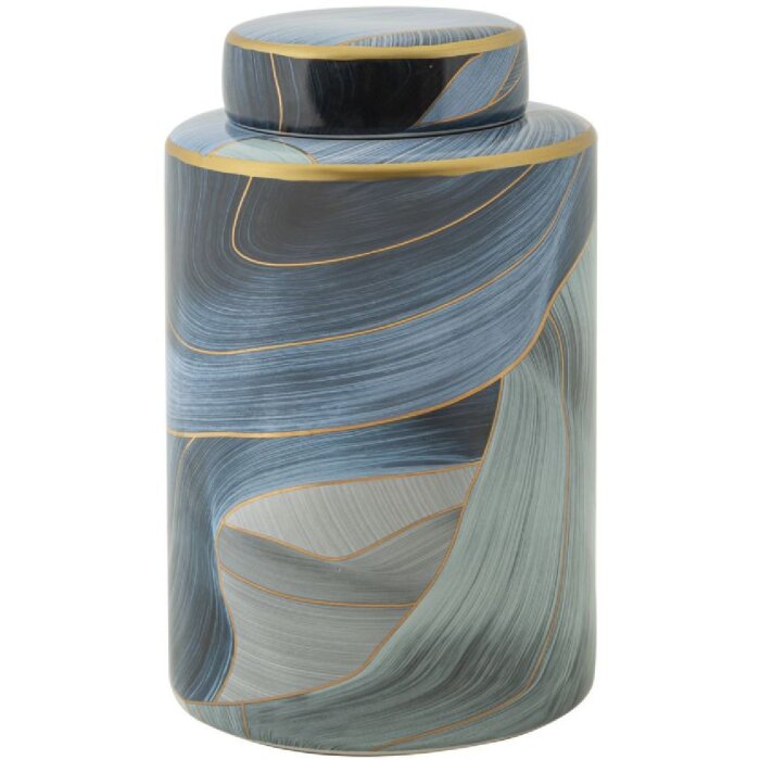 Mauro Ferretti Vaso Elegant Ø 15x24 cm blu oro con coperchio