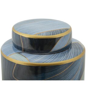 Mauro Ferretti Vaso Elegant Ø 15x24 cm blu oro con coperchio