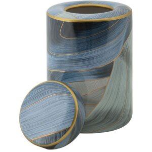 Mauro Ferretti Vaso Elegant Ø 15x24 cm blu oro con coperchio