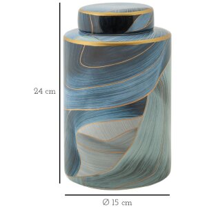 Mauro Ferretti Vaso Elegant Ø 15x24 cm blu oro con coperchio