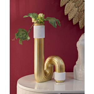 Mauro Ferretti Vaso Bann Grande 15,3x13x30,5 cm bianco oro