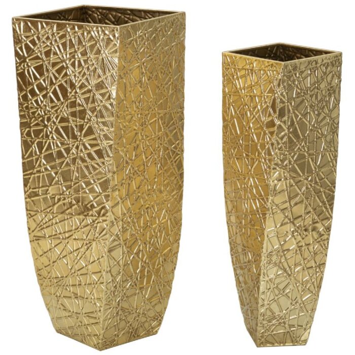 Mauro Ferretti set di vasi Squer 2pcs 34x34x90 cm 25x25x78 cm oro