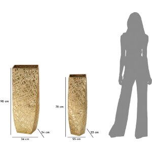 Mauro Ferretti set di vasi Squer 2pcs 34x34x90 cm 25x25x78 cm oro