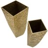Mauro Ferretti set di vasi Squer 2pcs 34x34x90 cm 25x25x78 cm oro