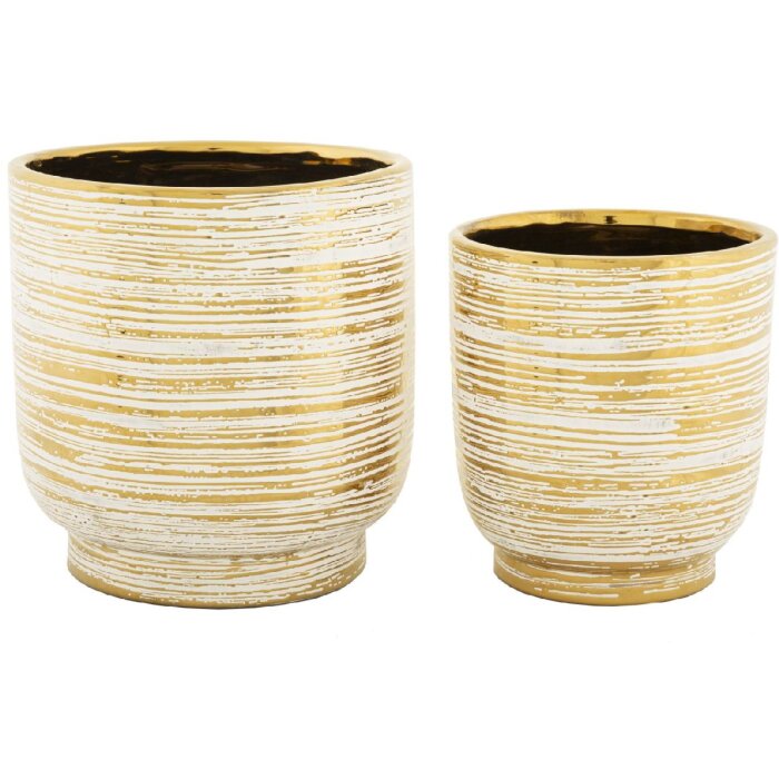 Mauro Ferretti set di vasi da fiori Melodie 2 pezzi Ø 23x24 cm e Ø 17,5x19 cm oro bianco