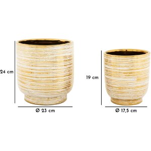 Mauro Ferretti set di vasi da fiori Melodie 2 pezzi Ø 23x24 cm e Ø 17,5x19 cm oro bianco