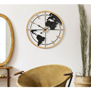 Mauro Ferretti orologio da parete world Ø 60x5 cm marrone nero