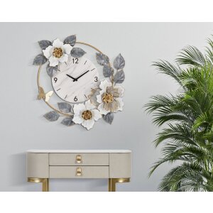 Mauro Ferretti orologio da parete fiori 64x8x64 cm bianco grigio
