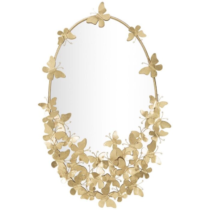 Mauro Ferretti specchio da parete ovale farfalla 59x3x89,5 cm oro