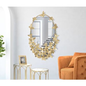 Mauro Ferretti specchio da parete ovale farfalla 59x3x89,5 cm oro