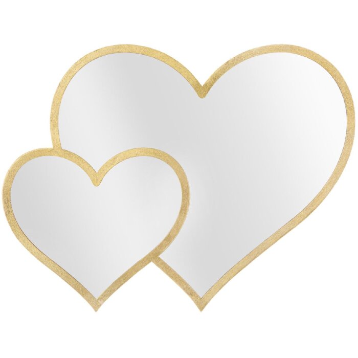 Mauro Ferretti specchio da parete doppio cuore 65x2x50 cm oro