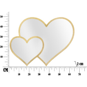Mauro Ferretti specchio da parete doppio cuore 65x2x50 cm oro