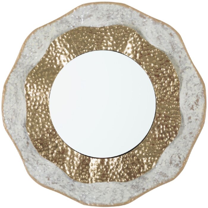 Mauro Ferretti specchio da parete Shai Light Ø 54,5x4,5 cm oro crema