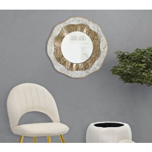 Mauro Ferretti specchio da parete Shai Light Ø 54,5x4,5 cm oro crema