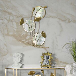 Mauro Ferretti specchio da parete triplo flusso 65x8x88 cm oro