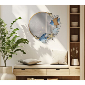 Mauro Ferretti specchio da parete marine 68x5x67 cm blu color oro