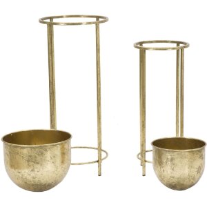 Mauro Ferretti set di 2 portafiori Ø 27x62 e 21,5x52 cm oro