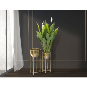 Mauro Ferretti set di 2 portafiori Ø 27x62 e 21,5x52 cm oro