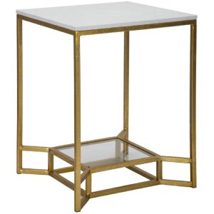 Mauro Ferretti tavolino Doppio Marmo 47x47x60 cm bianco oro