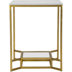Mauro Ferretti tavolino Doppio Marmo 47x47x60 cm bianco oro