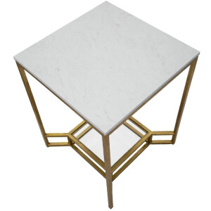 Mauro Ferretti tavolino Doppio Marmo 47x47x60 cm bianco oro