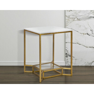 Mauro Ferretti tavolino Doppio Marmo 47x47x60 cm bianco oro