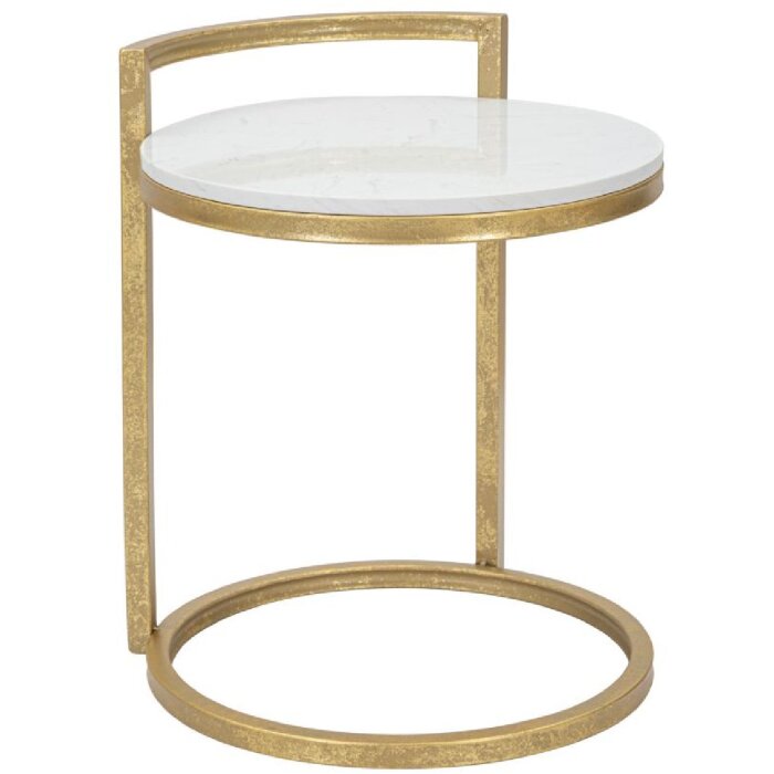 Mauro Ferretti tavolino in marmo rotondo 40x43x50 cm bianco oro