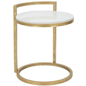 Mauro Ferretti tavolino in marmo rotondo 40x43x50 cm bianco oro