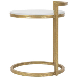 Mauro Ferretti tavolino in marmo rotondo 40x43x50 cm bianco oro
