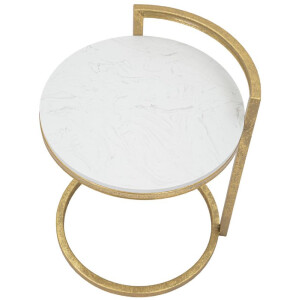 Mauro Ferretti tavolino in marmo rotondo 40x43x50 cm bianco oro