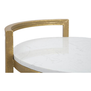 Mauro Ferretti tavolino in marmo rotondo 40x43x50 cm bianco oro