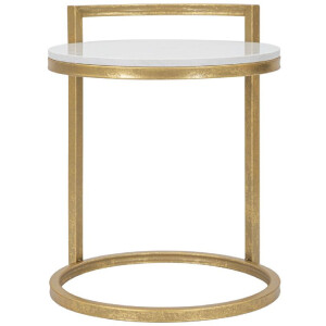 Mauro Ferretti tavolino in marmo rotondo 40x43x50 cm bianco oro
