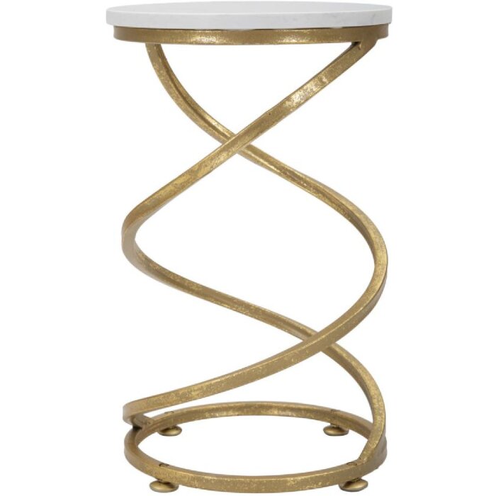 Tavolino Mauro Ferretti in marmo spirale Ø 27,5x47,5 cm bianco oro