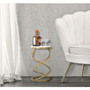 Tavolino Mauro Ferretti in marmo spirale Ø 27,5x47,5 cm bianco oro