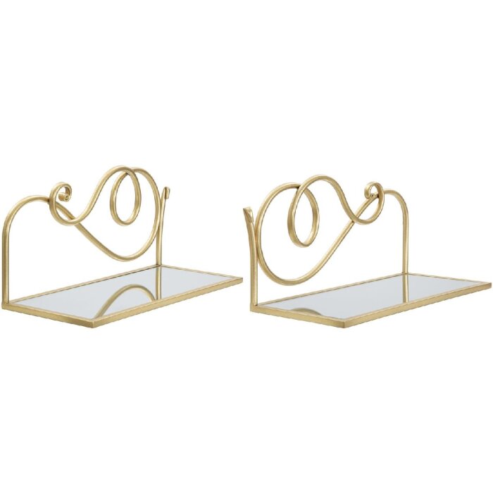 Mauro Ferretti mensola da parete set di 2 41,5x18x20,5 cm oro