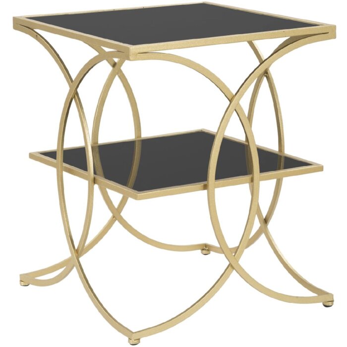 Tavolino Mauro Ferretti doppio 45x45x55 cm oro nero
