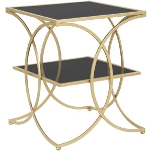 Tavolino Mauro Ferretti doppio 45x45x55 cm oro nero