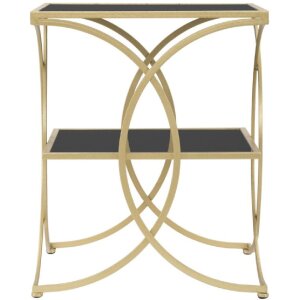Tavolino Mauro Ferretti doppio 45x45x55 cm oro nero