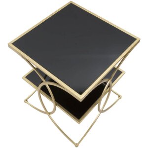Tavolino Mauro Ferretti doppio 45x45x55 cm oro nero