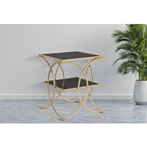 Tavolino Mauro Ferretti doppio 45x45x55 cm oro nero