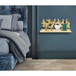 Mauro Ferretti mensola a muro farfalle set di 2 43x19,2x16,5 cm oro