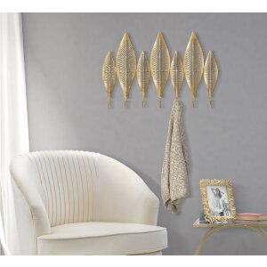 Mauro Ferretti appendiabiti da parete a foglia lunga 65x6x42,5 cm oro