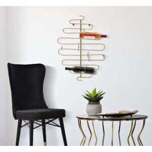 Mauro Ferretti portabottiglie da parete Alid 53x13x72 cm oro per 4 bottiglie