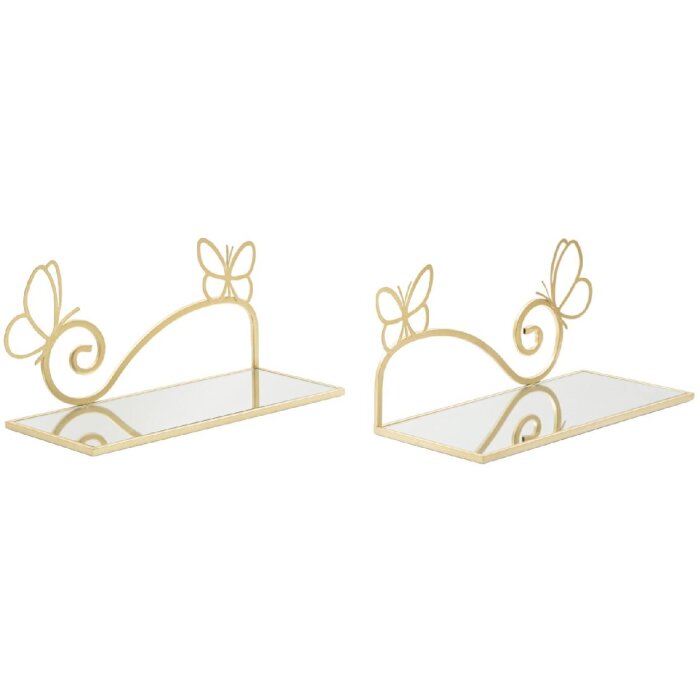 Mauro Ferretti staffa da parete butterfly set 2 pezzi 41,5x18x21 cm oro