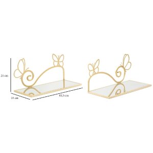 Mauro Ferretti staffa da parete butterfly set 2 pezzi 41,5x18x21 cm oro